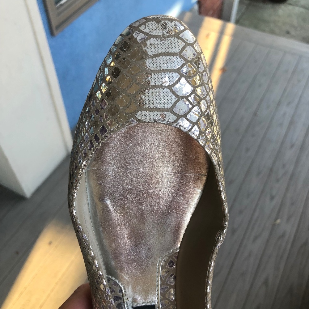 Silver Snakeskin Patterned Flats - image 7